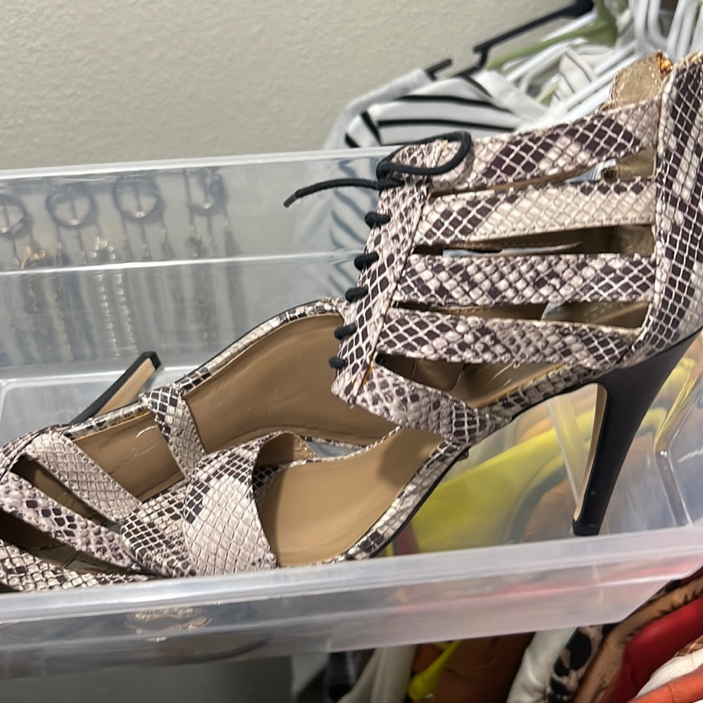 Snake print heels
